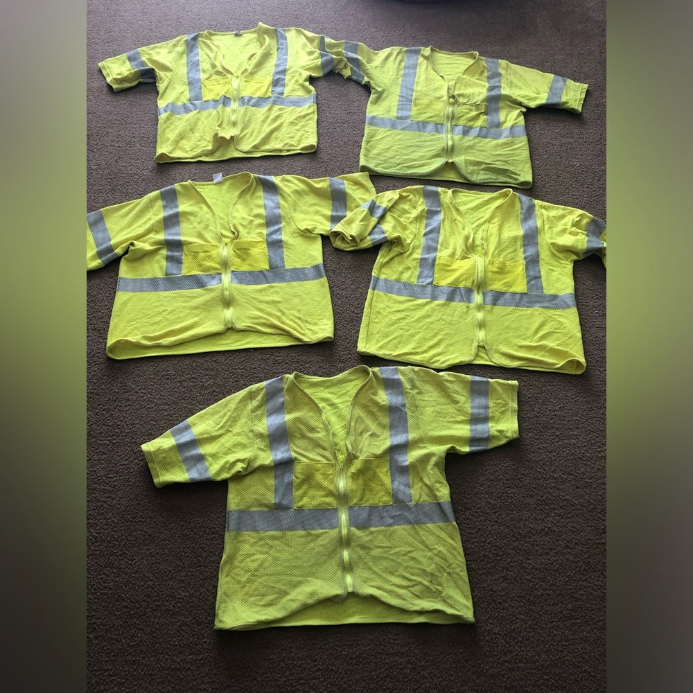 5 RADIANS  High-Vis Class 3 Safety Zip Short Sleeve Mesh Vest ANSI Platinum XL